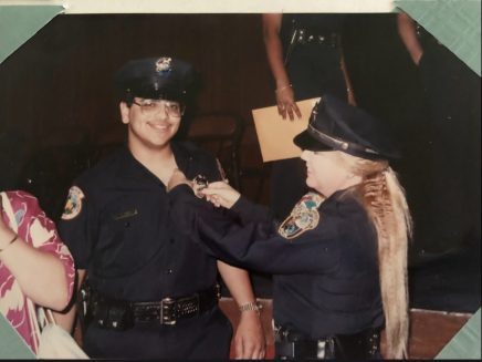 Police Academy Graduation Badge Pinning with  Mother Patty